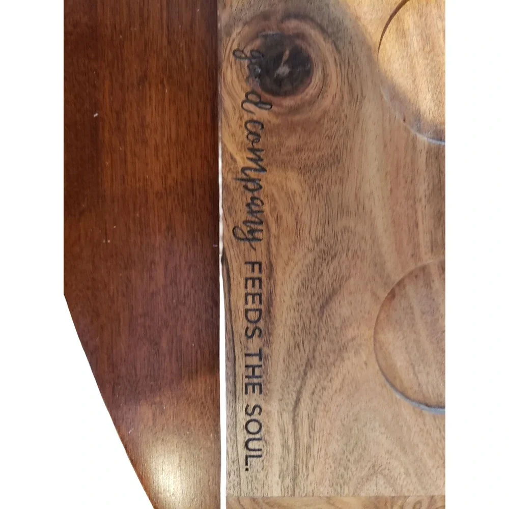 Mary & Martha Acacia Wood Serving Board Engraved Good Food Good Company 21.5in
